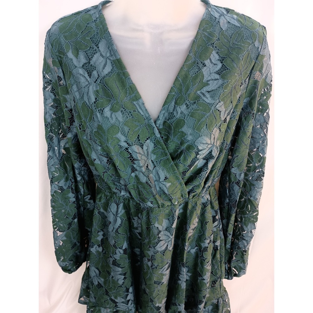 cupshe‎ boho green blue whimsigoth fairycore lace S mini dress western romantic - Picture 10 of 12
